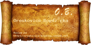 Oreskovics Bogárka névjegykártya